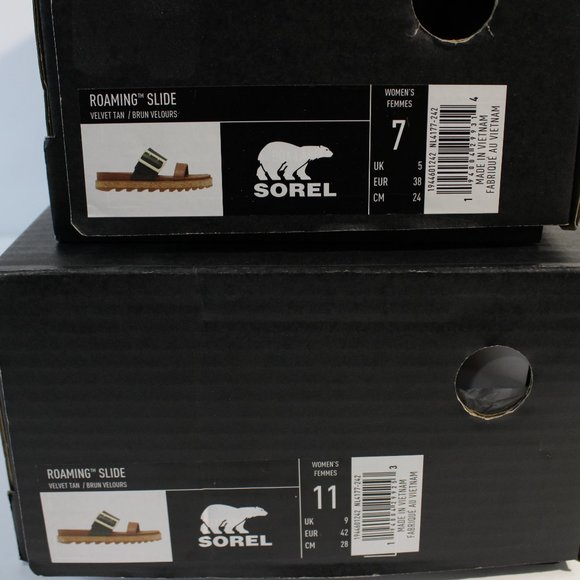 NIB Sorel Roaming Buckle Slides Velvet Tan 10 Women Sandal - Picture 4 of 7